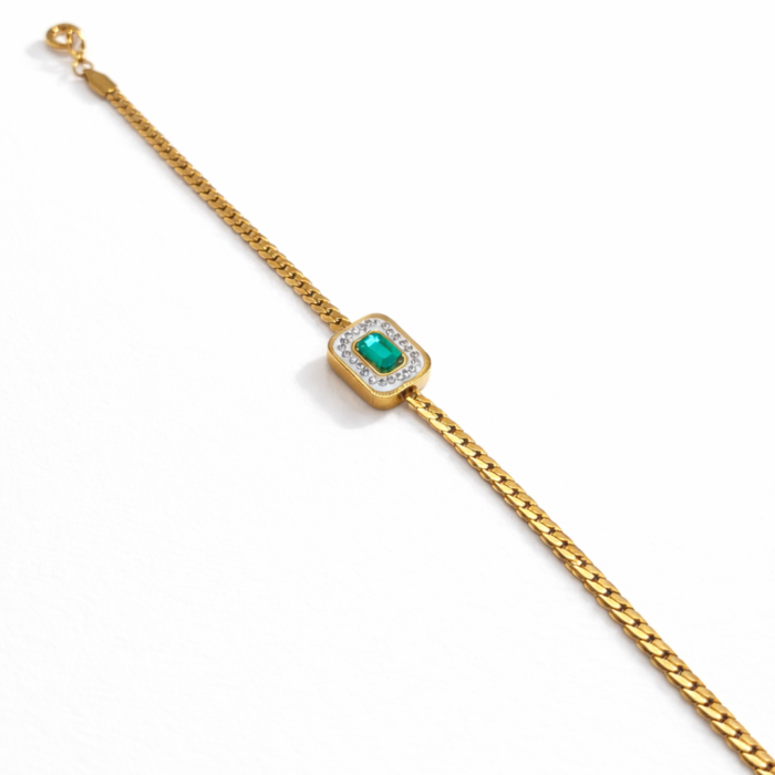 Royal Emerald Gold Chain Bracelet