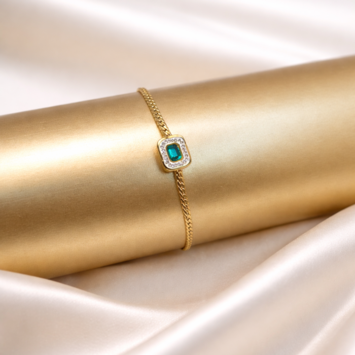 Royal Emerald Gold Chain Bracelet