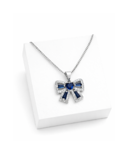 Blue Bow Crystal Necklace