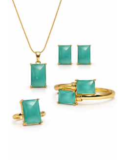 Emerald Glow Rectangle Jewelry Set