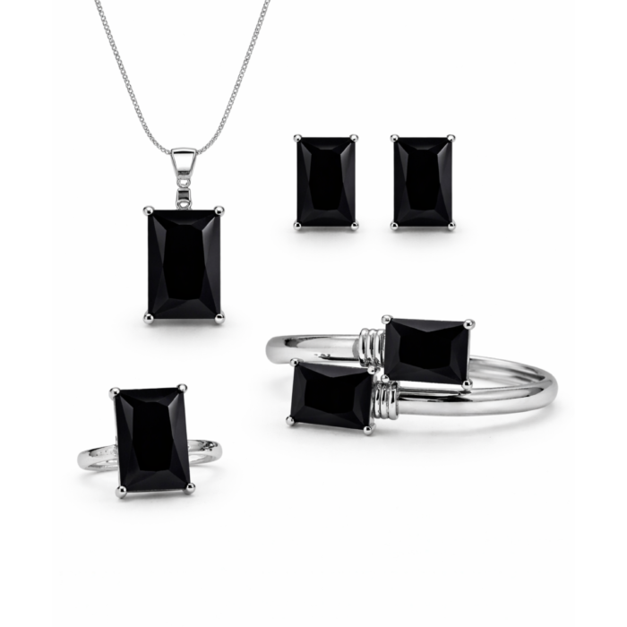 Black Rectangle Jewelry Set