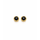 Circle Shaped Black Zirconia Gold Stud