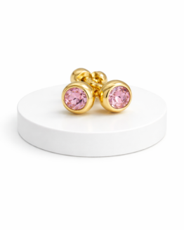 Circle Shaped Rose Zirconia Studs