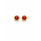 Circle Shaped Red Zirconia Gold Stud