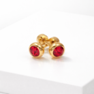 Circle Shaped Red Zirconia Gold Stud